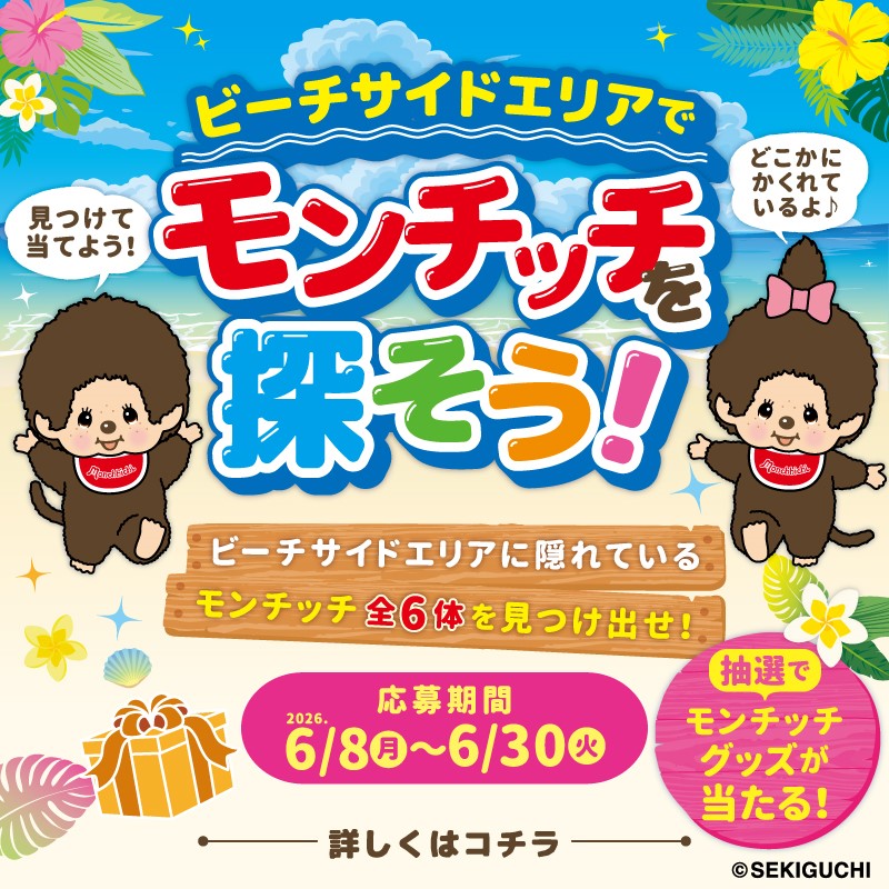 ビーチサイドエリアでモンチッチを探そう